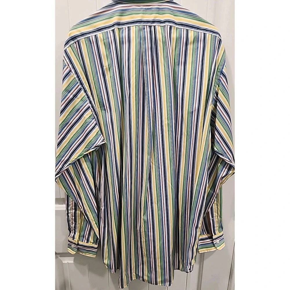 POLO RALPH LAUREN Button Down Shirt Men Large Multicolor‎ Striped Classic